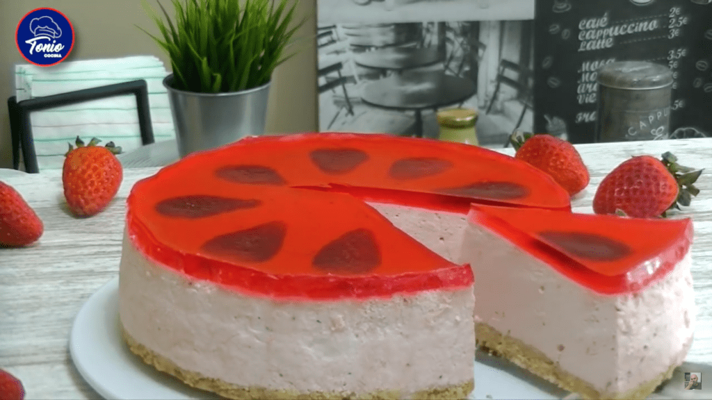 tarta helada de fresa,